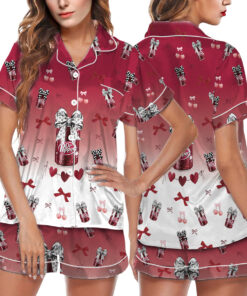 Dr Pepper And Cherry Satin Pajamas Set For Women