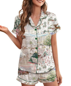 Mixed Christmas Satin Pajamas Set For Women