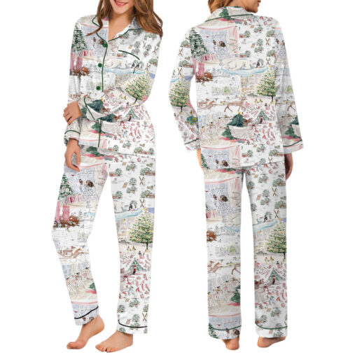 Mixed Christmas Satin Pajamas Set For Women