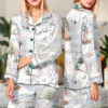 Mixed Christmas Satin Pajamas Set For Women