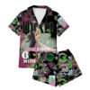 Wicked Pink Goes Good With Green Satin Pajamas Set