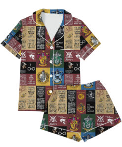 Hogwarts School Satin Pajamas Set For Women