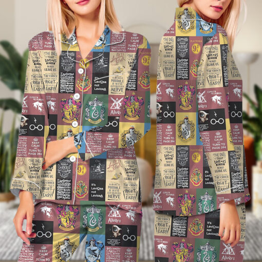 Hogwarts School Satin Pajamas Set For Women