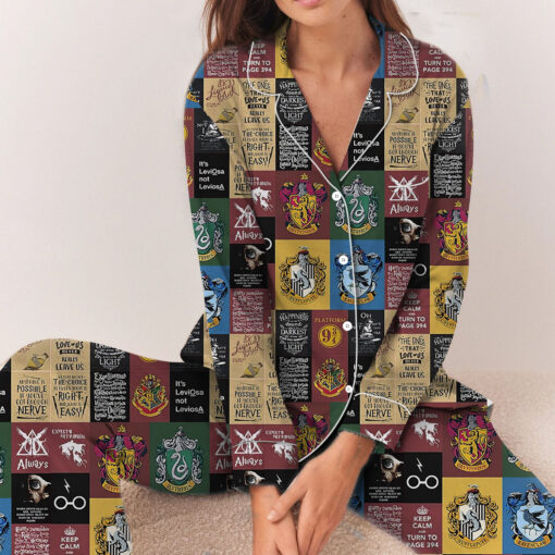 Hogwarts School Satin Pajamas Set For Women