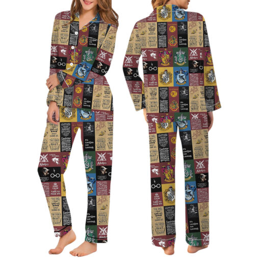 Hogwarts School Satin Pajamas Set For Women