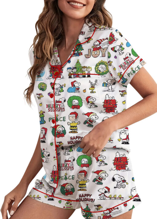 Snoopy Merry Christmas Satin Pajamas Set For Women