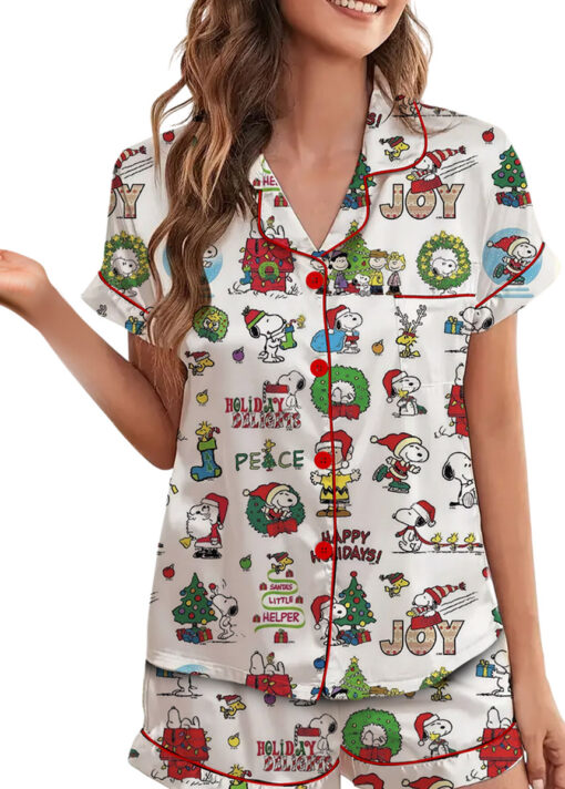 Snoopy Merry Christmas Satin Pajamas Set For Women