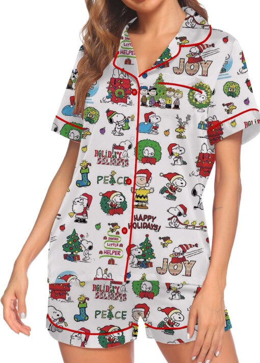 Snoopy Merry Christmas Satin Pajamas Set For Women