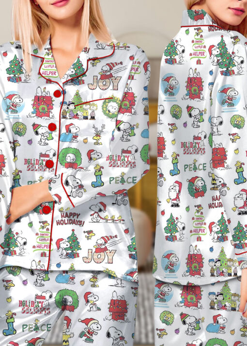 Snoopy Merry Christmas Satin Pajamas Set For Women