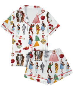 Wizard Of OZ We’re Off Yellow Brick Road Silky Satin Pajama Set