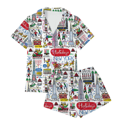 Christmas Holidays In New York Satin Pajama Set For Women