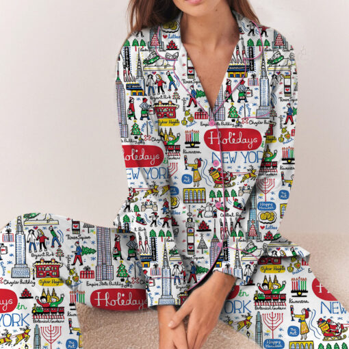Christmas Holidays In New York Satin Pajama Set For Women