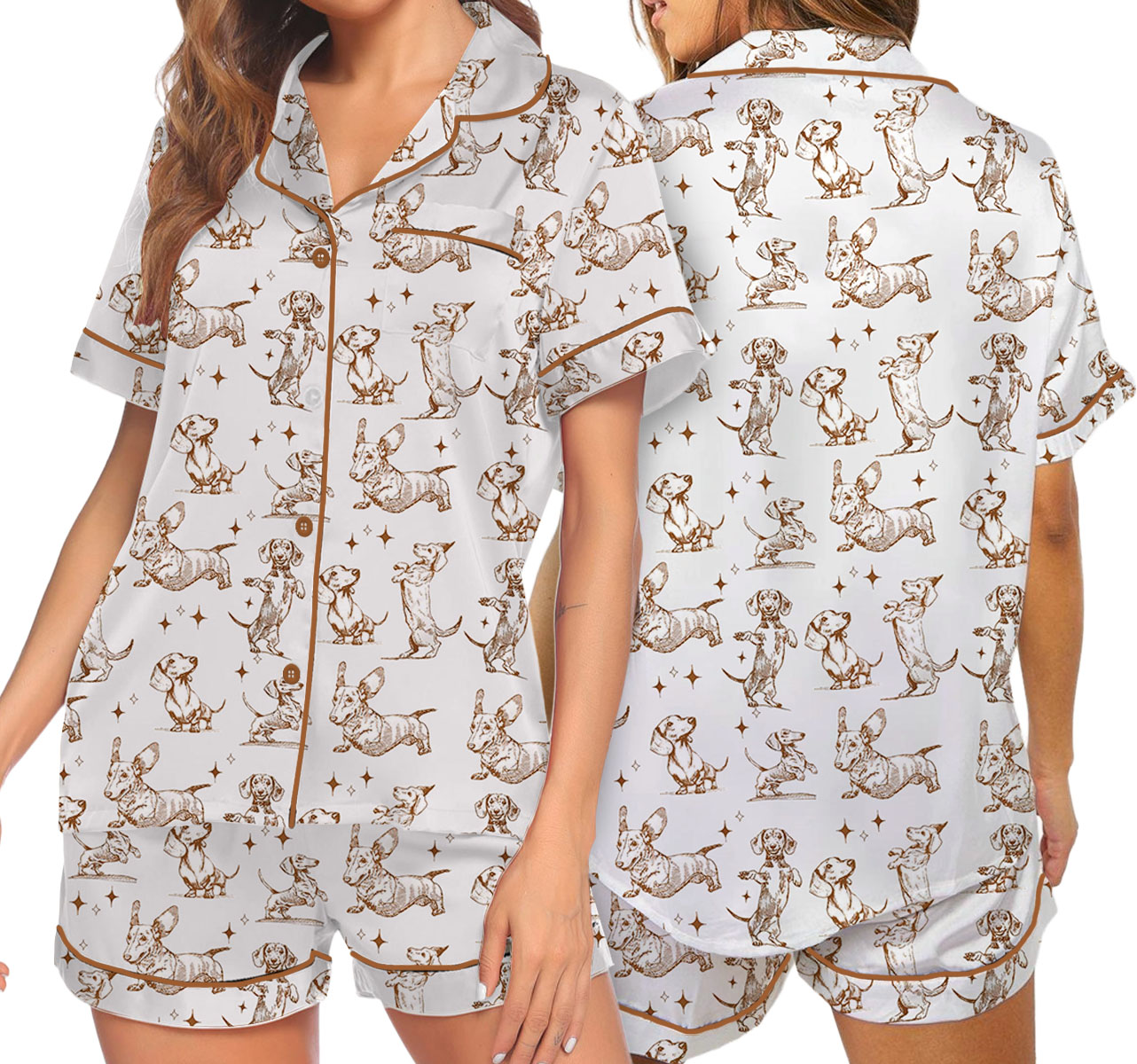 Dachshund Mom Satin Pajama Set For Women