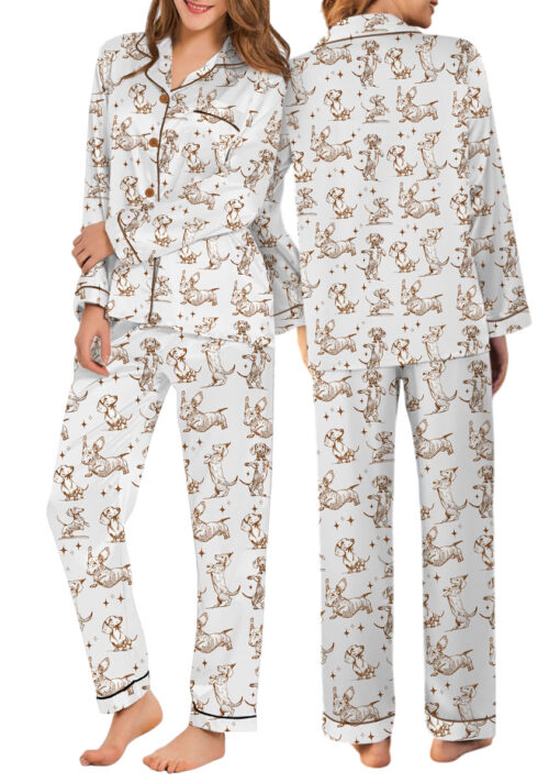 Dachshund Mom Satin Pajama Set For Women