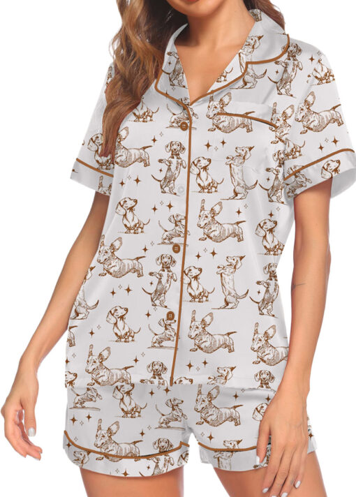 Dachshund Mom Satin Pajama Set For Women