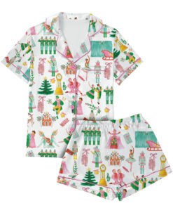 Lovely Nutcracker Christmas Silky Satin Pajama Set For Women