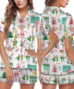 Lovely Nutcracker Christmas Silky Satin Pajama Set For Women