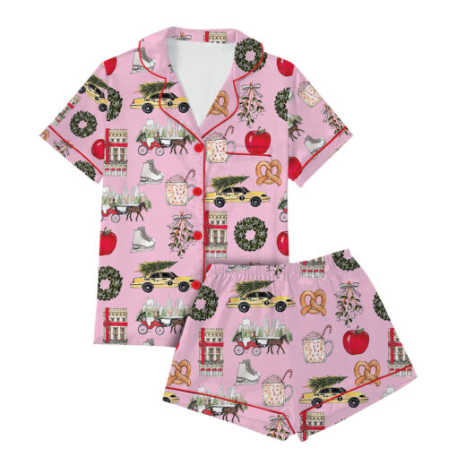 Women's Christmas In New York Satin Pajama Set