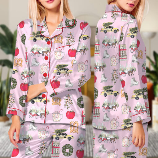 Women's Christmas In New York Satin Pajama Set