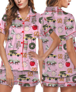 Women's Christmas In New York Satin Pajama Set