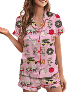 Women's Christmas In New York Satin Pajama Set