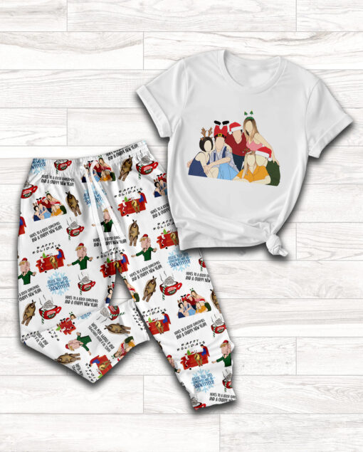 Friends Tv Series Christmas Satin Pajamas Set For Women