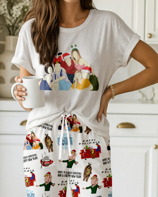 Friends Tv Series Christmas Satin Pajamas Set For Women