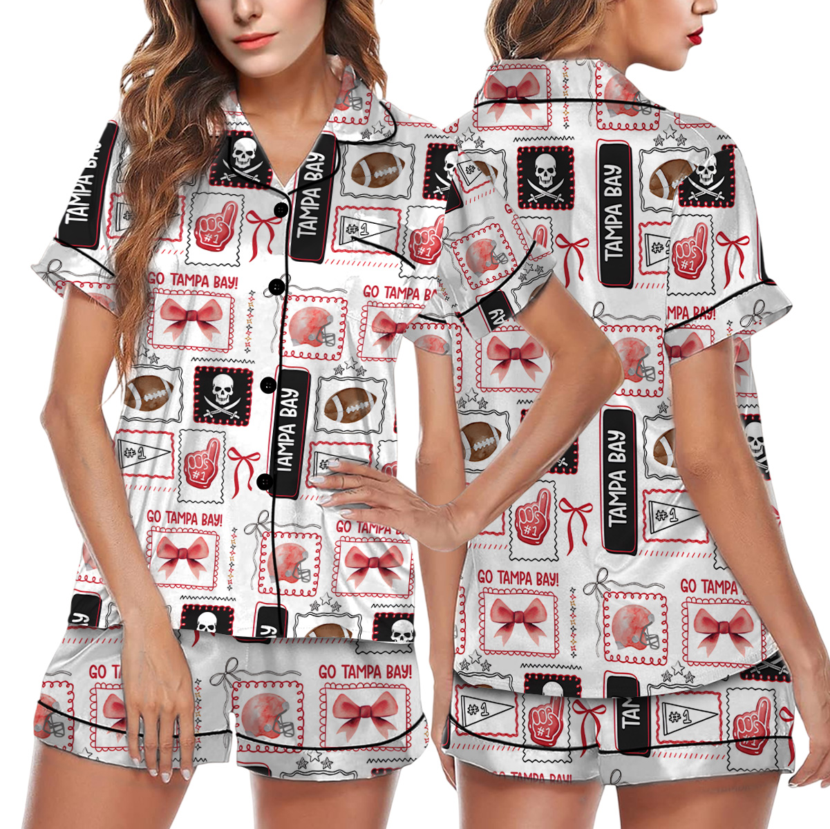 Tampa Bay Football Satin Pajamas Set For Women