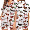 Christmas Dachshund Satin Pajama Set For Women