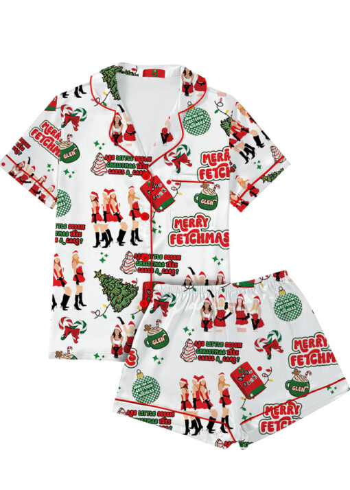 Merry Fetchmas Silky Satin Pajama Set For Women