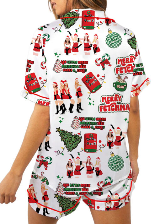 Merry Fetchmas Silky Satin Pajama Set For Women