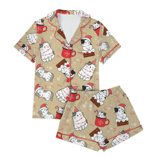 Women's Christmas Cat Pajama Set For Women