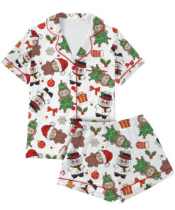 Labubu Christmas Satin Pajamas Set For Women