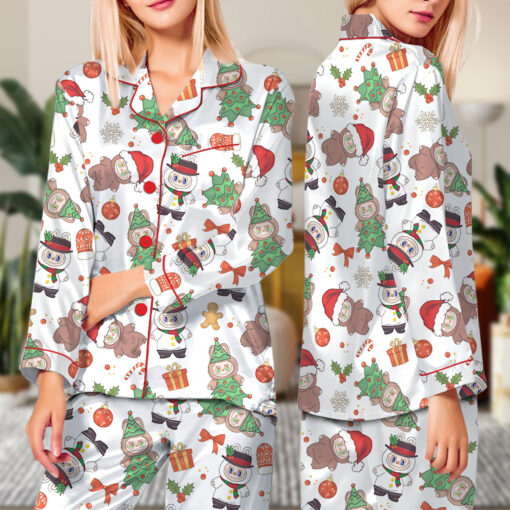 Labubu Christmas Satin Pajamas Set For Women