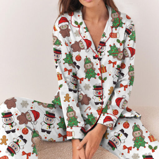 Labubu Christmas Satin Pajamas Set For Women