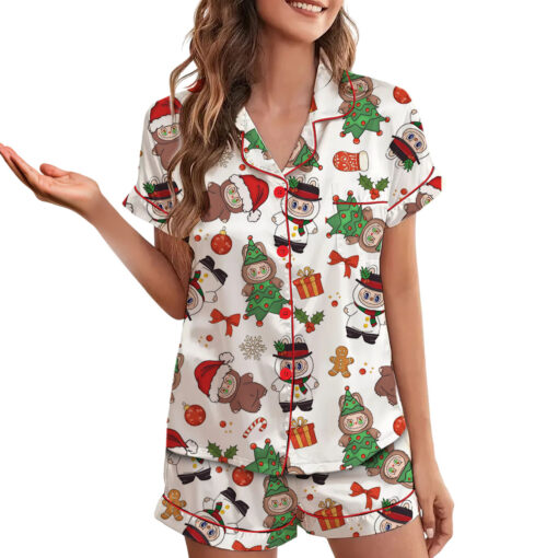 Labubu Christmas Satin Pajamas Set For Women