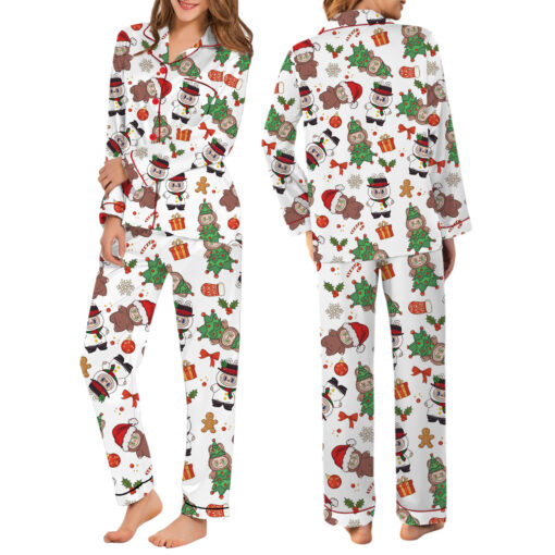 Labubu Christmas Satin Pajamas Set For Women