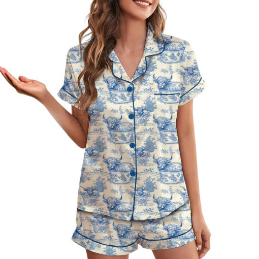 Women’s Cows In Buckets Satin Pajama Set For Women