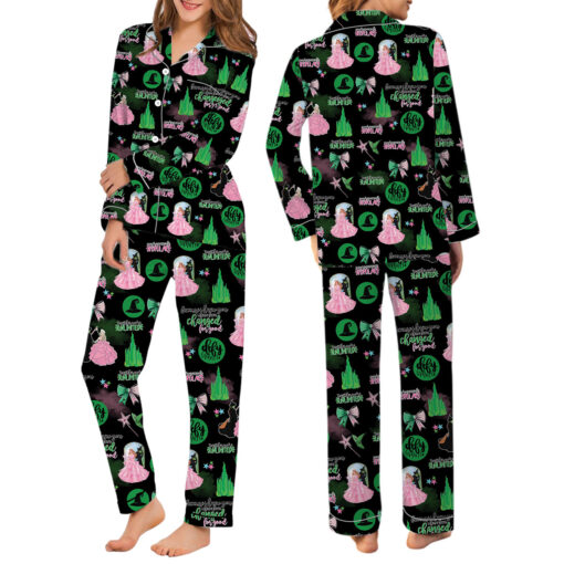 Black Wicked Changed For Good Satin Pajamas Set