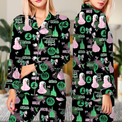 Black Wicked Changed For Good Satin Pajamas Set