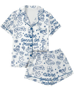 Getting Ready For Bridal Party Satin Pajamas Set
