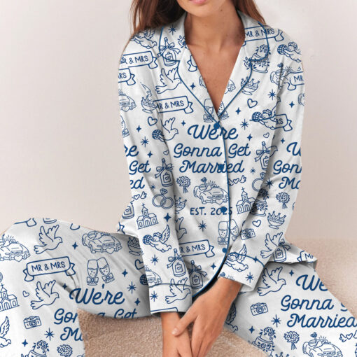 Getting Ready For Bridal Party Satin Pajamas Set