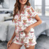 Women's Animal Cow Print Satin Pajamas Set