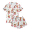Women's Animal Cow Print Satin Pajamas Set