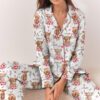 Women's Animal Cow Print Satin Pajamas Set