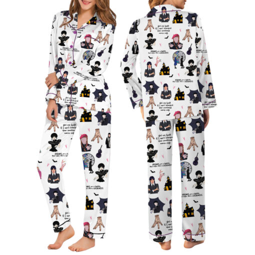 Wednesday We Wear Black Satin Pajamas Set