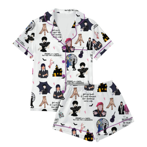 Wednesday We Wear Black Satin Pajamas Set