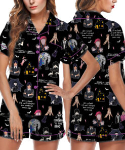 Wednesday We Wear Black Satin Pajamas Set