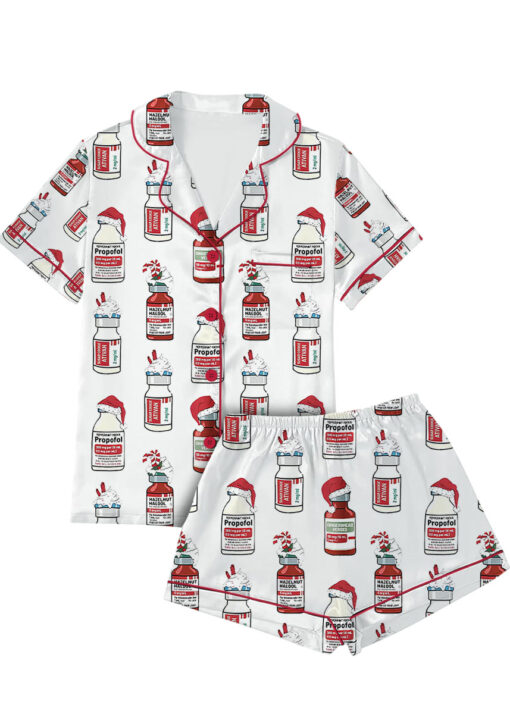 Christmas Funny Silky Satin Pajamas Set For Women