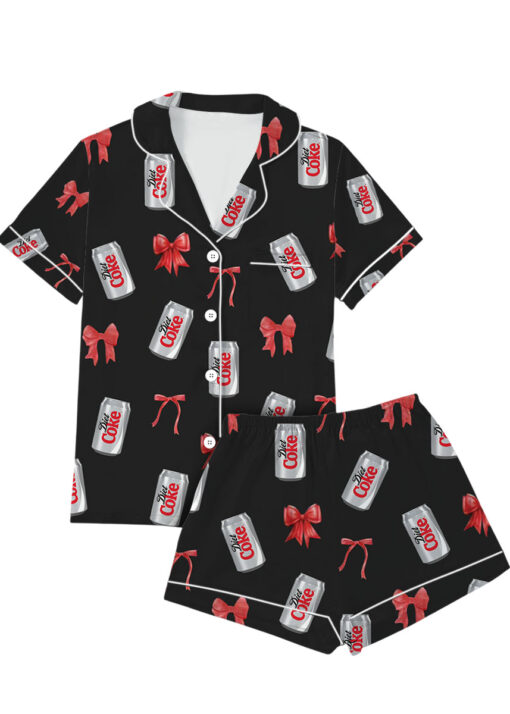Dr Pepper Bow Satin Pajamas Set For Women